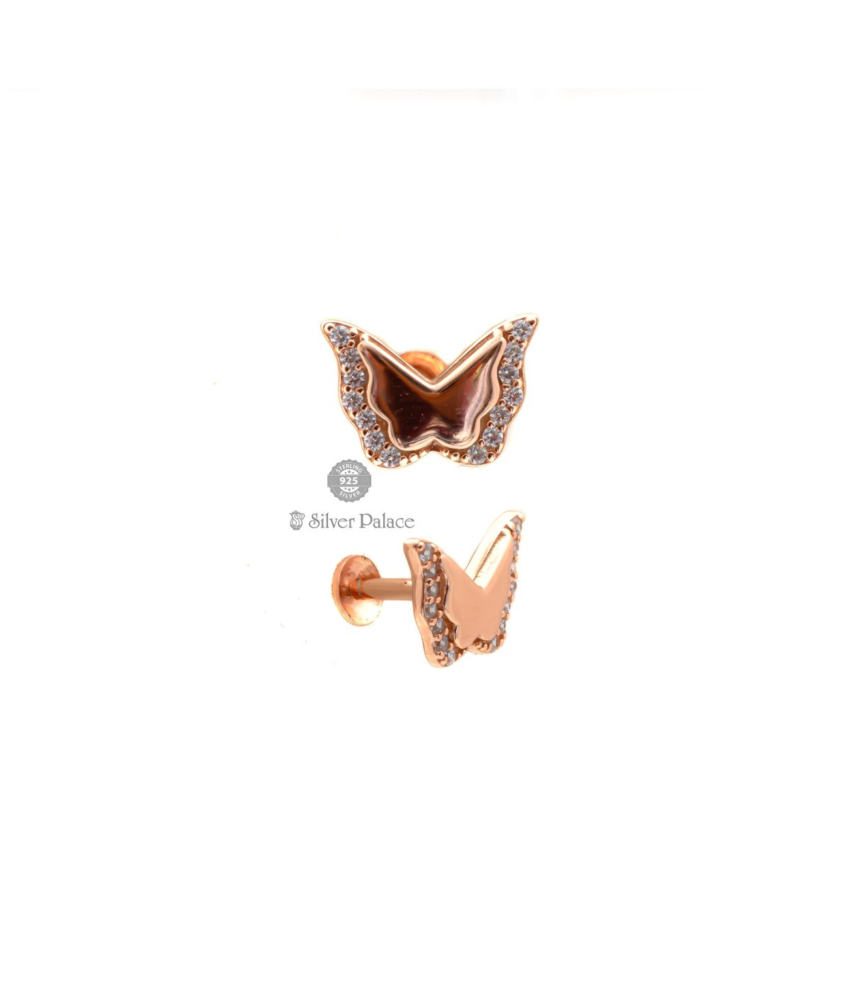 925 Silver Titsy Bitsy Collection Solitaire Butterfly  Studs Earrings for Women & Girls