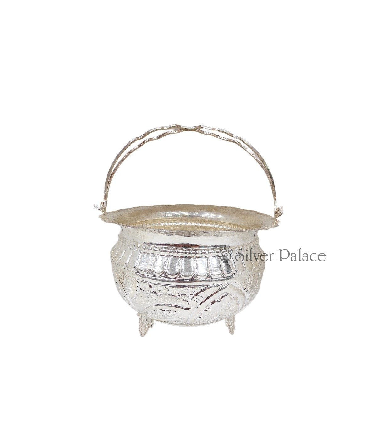 PURE SILVER DECORATIVE FLOWER BASKET FOR POOJA