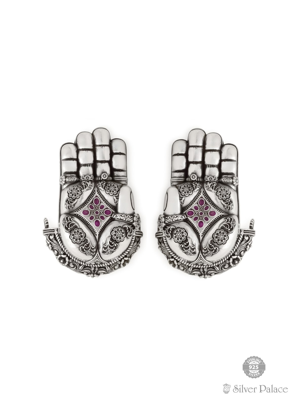 925 OXIDISED SILVER GODDESS'S HAND FOR TEMPLE STATUE DECORATION 