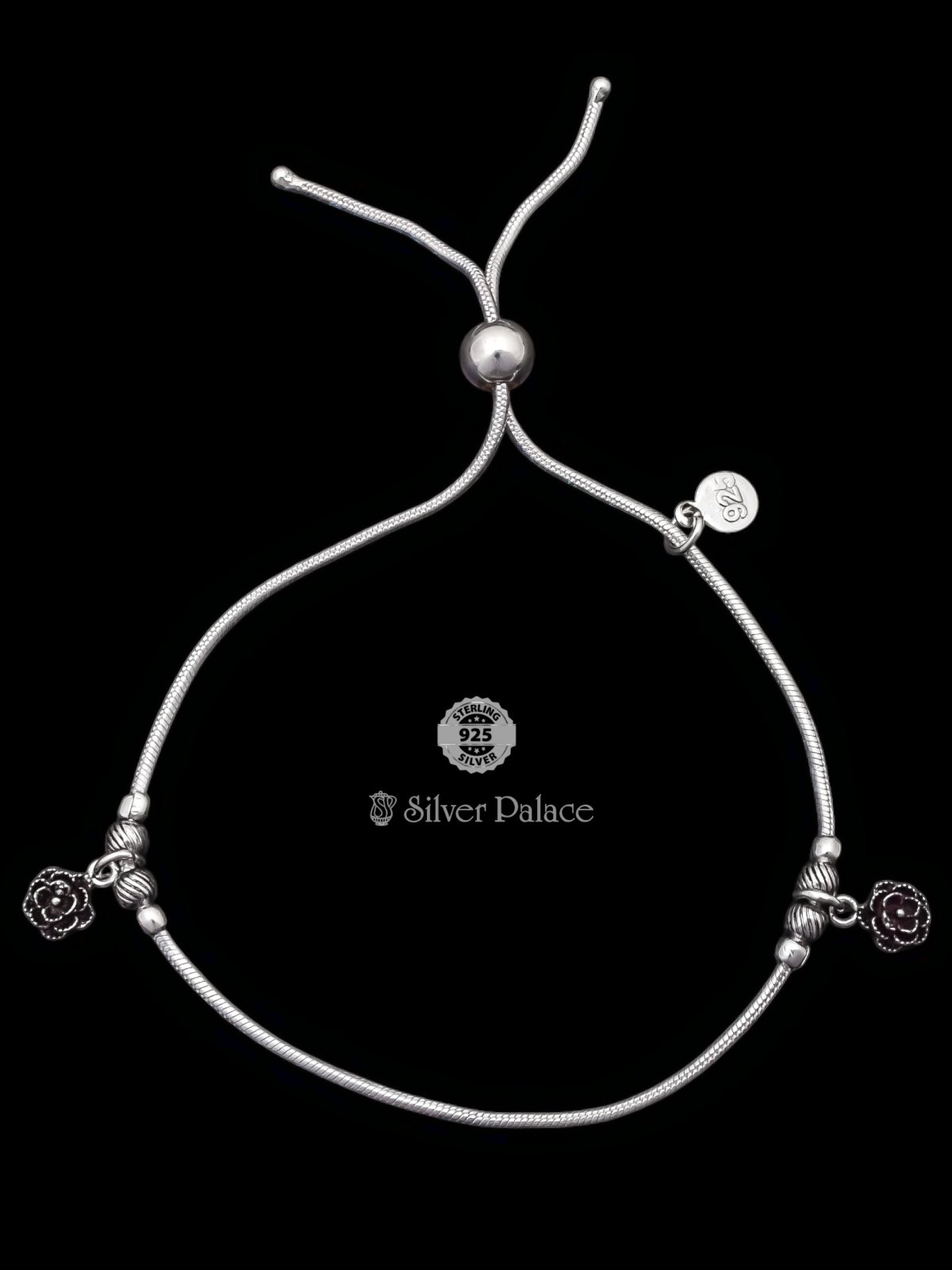 925 SILVER ROSE DESIGN ANKLET FOR SINGLE LEG MAUVE COLLECTION 