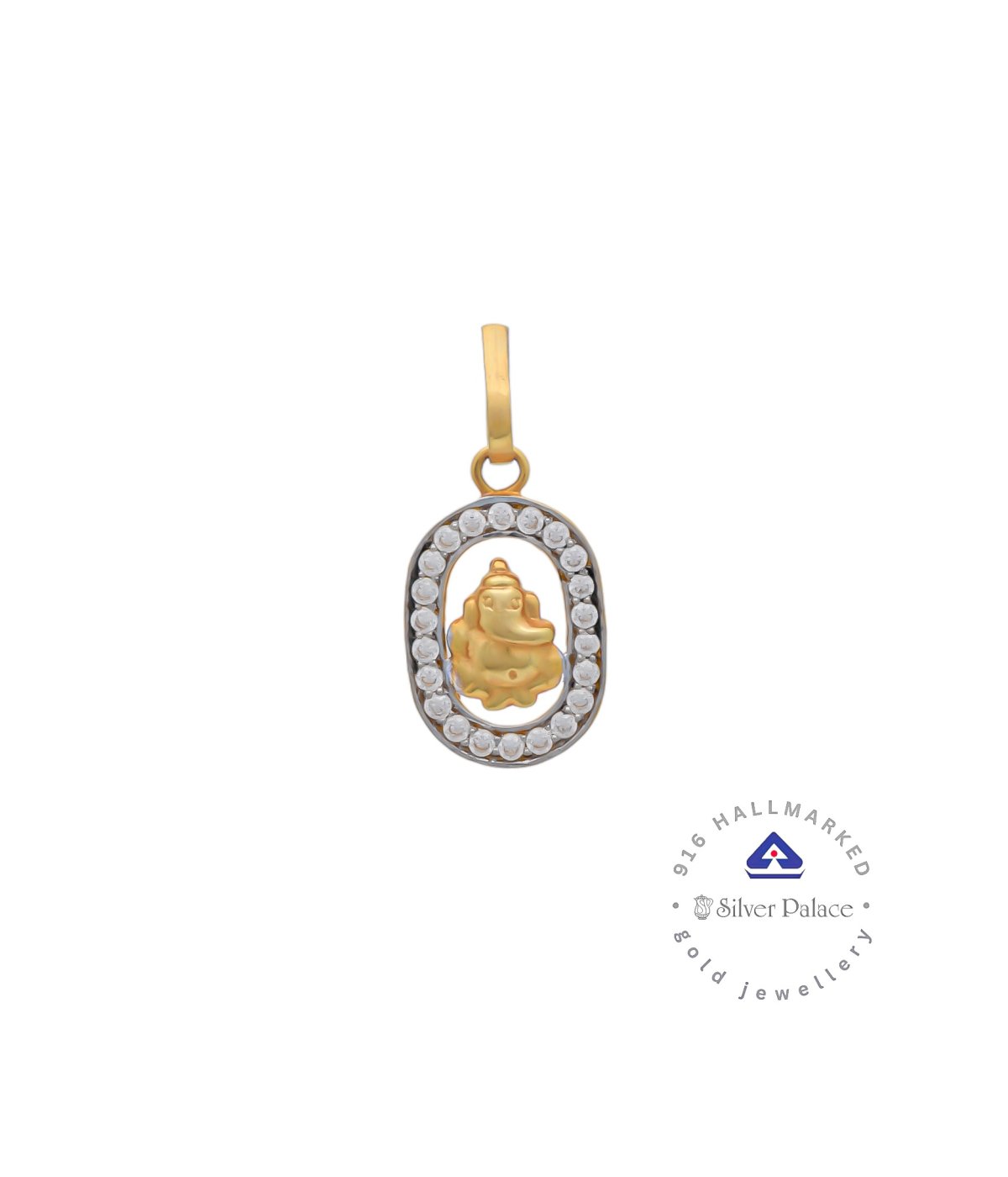 Kanche Collections 916 Pure Gold Sri Ganesha Divine Pendant With CZ Stone Studded For Mens & Womens 