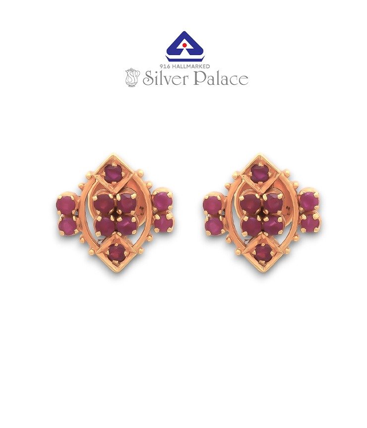 916 Gold With Kanche Collections Ruby Stone Studded  Earring For Womens & Daily Wear