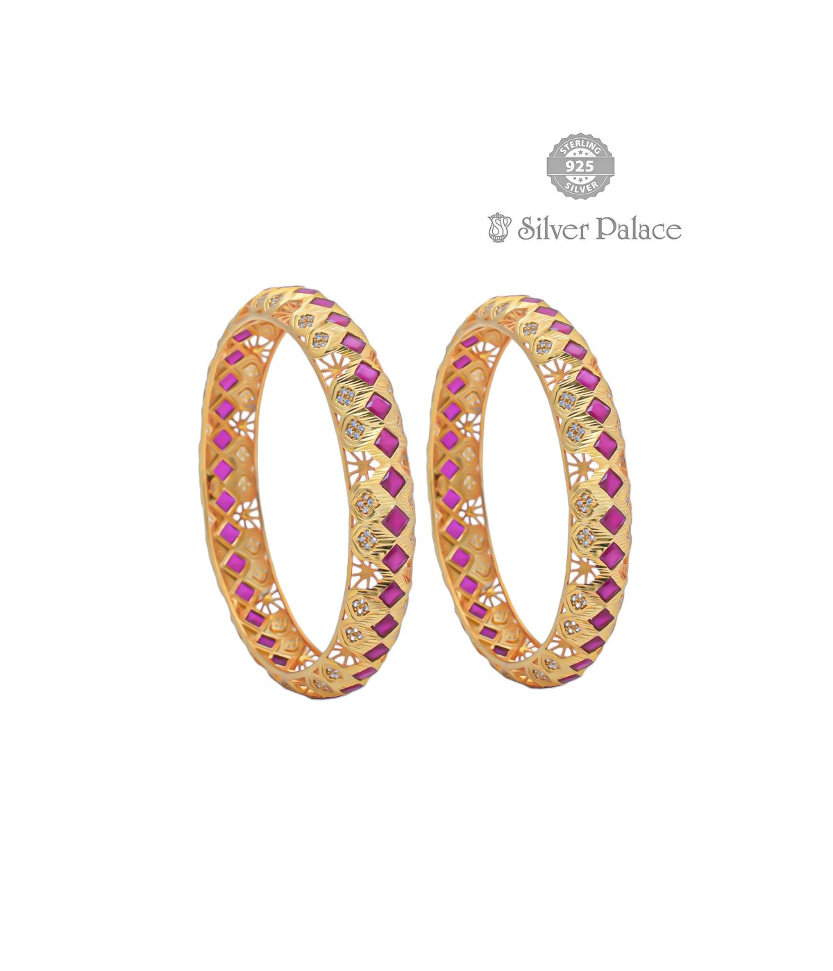 92.5 STERLING SILVER ANITE COLLECTION GOLD POLISHED BANGLE FOR WOMEN