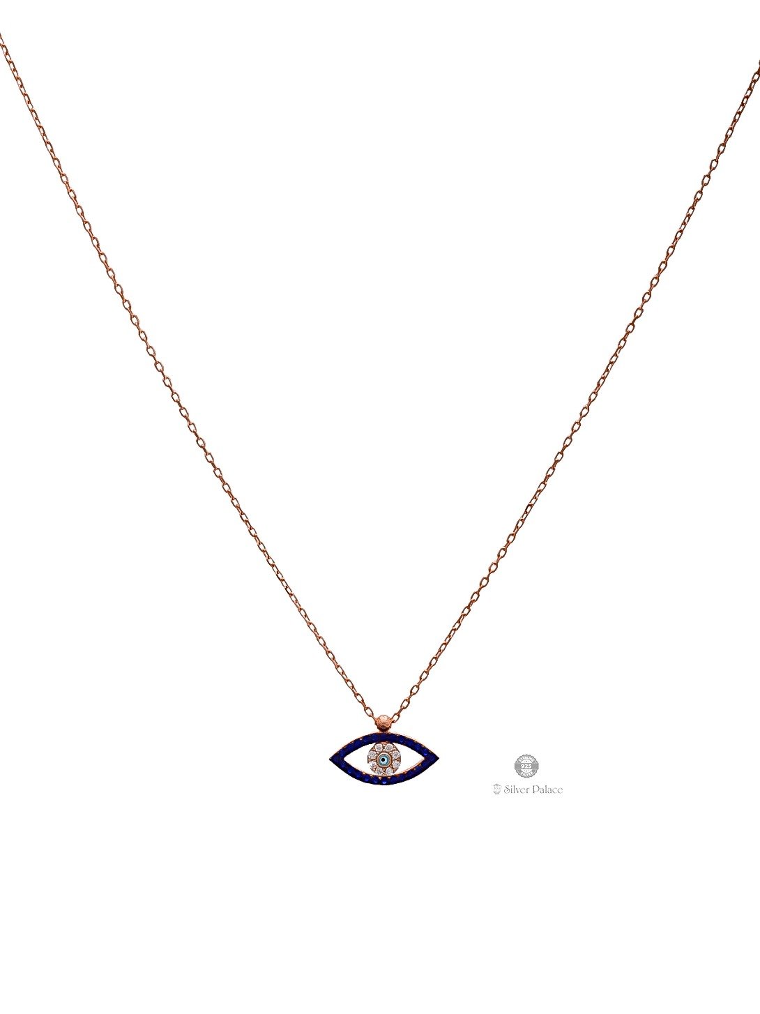92.5 STERLING SILVER ROSE GOLD EVIL EYE PENDANT CHAIN FOR GIRLS SHEYA COLLECTION 