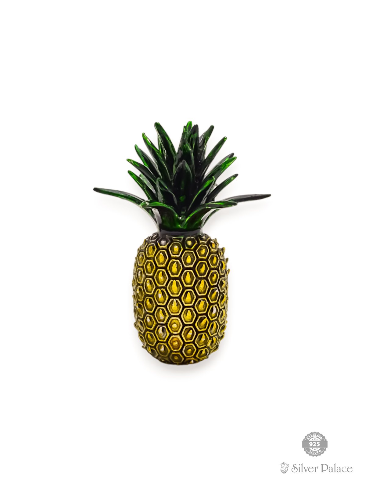 925 SILVER ENAMELD PINE APPLE FRUIT FOR POOJA ROOM