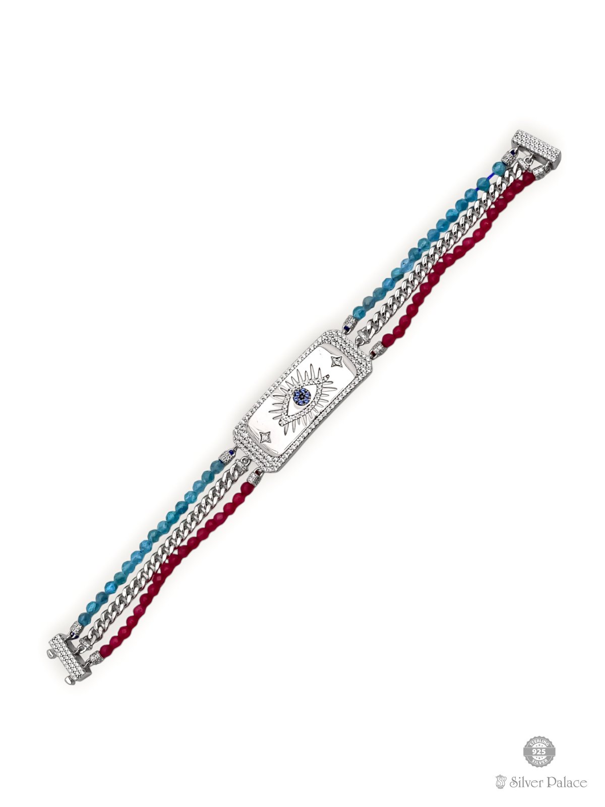 925 SILVER BEADS WITH EYE DESIGN PENDANT BRACELET FOR GIRLS PRITTI COLLECTION 