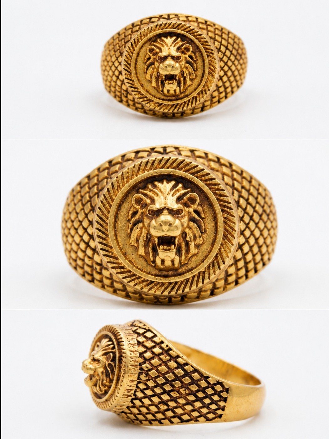 92.5 PURE SILVER LION MENS RINGS GOLDPOLISHED FOR MARRIAGE OCASSIONS
