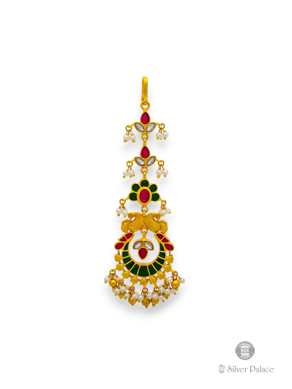 925 SILVER GOLD POLISHED BEADS HANGING NETTHI CHUTTI FOR LADIES ANITE COLLECTION 