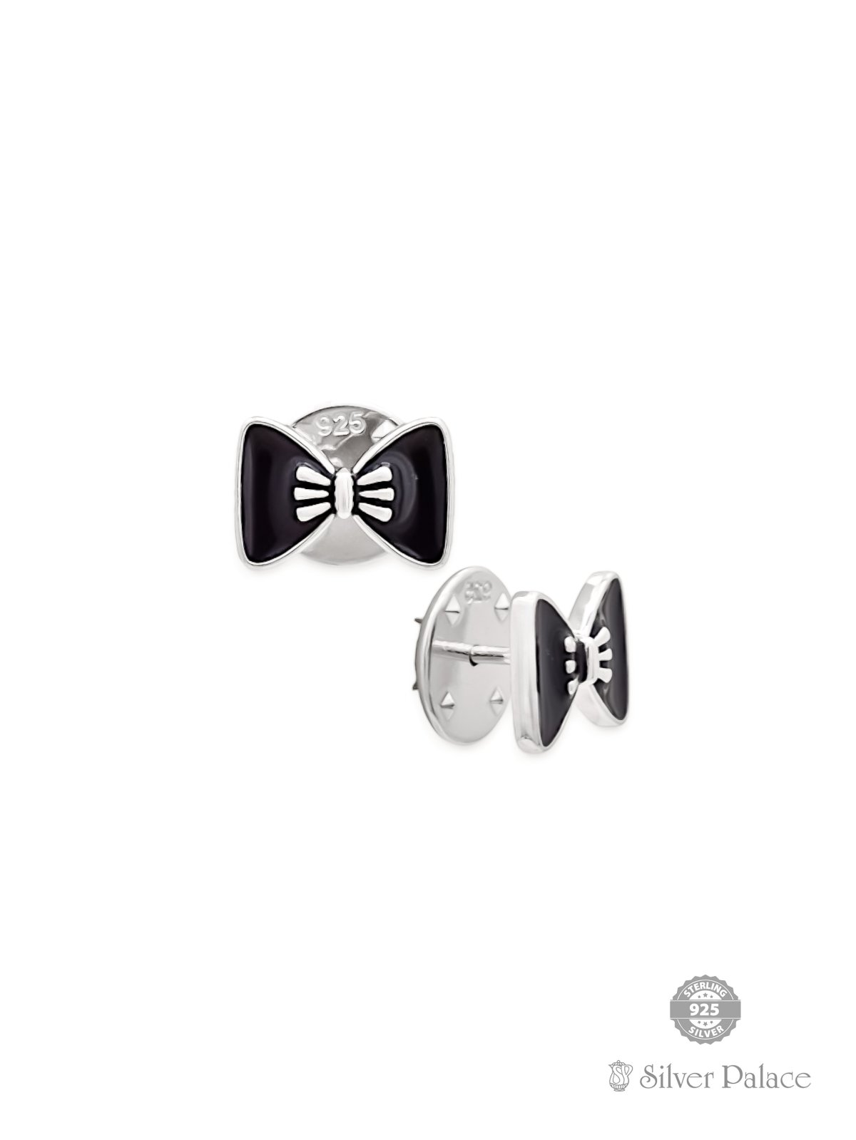 925 STERLING SILVER BOW TIE DESIGN COLLAR BUTTON FOR MENS