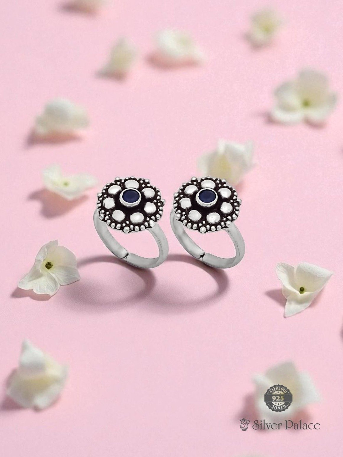 925 STERLING SILVER FLORAL DESIGN TOE RINGS FOR WOMEN NEETH COLLECTION 