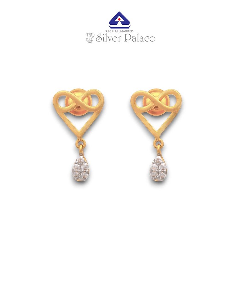 916 Gold with Kanche Collection Heart Shape and infinity Design Earrings for Girls 