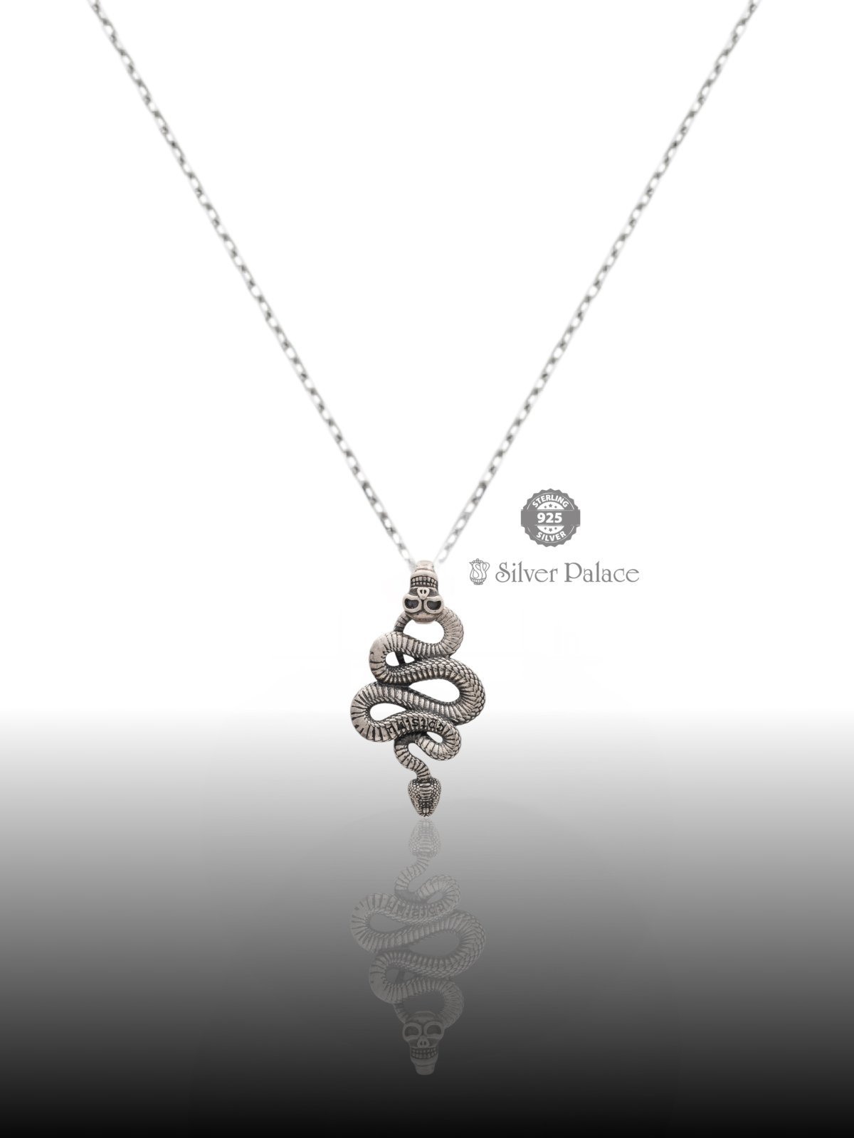 925 OXIDISED SILVER MAAN COLLECTION SNAKE PENDANT FOR MEN