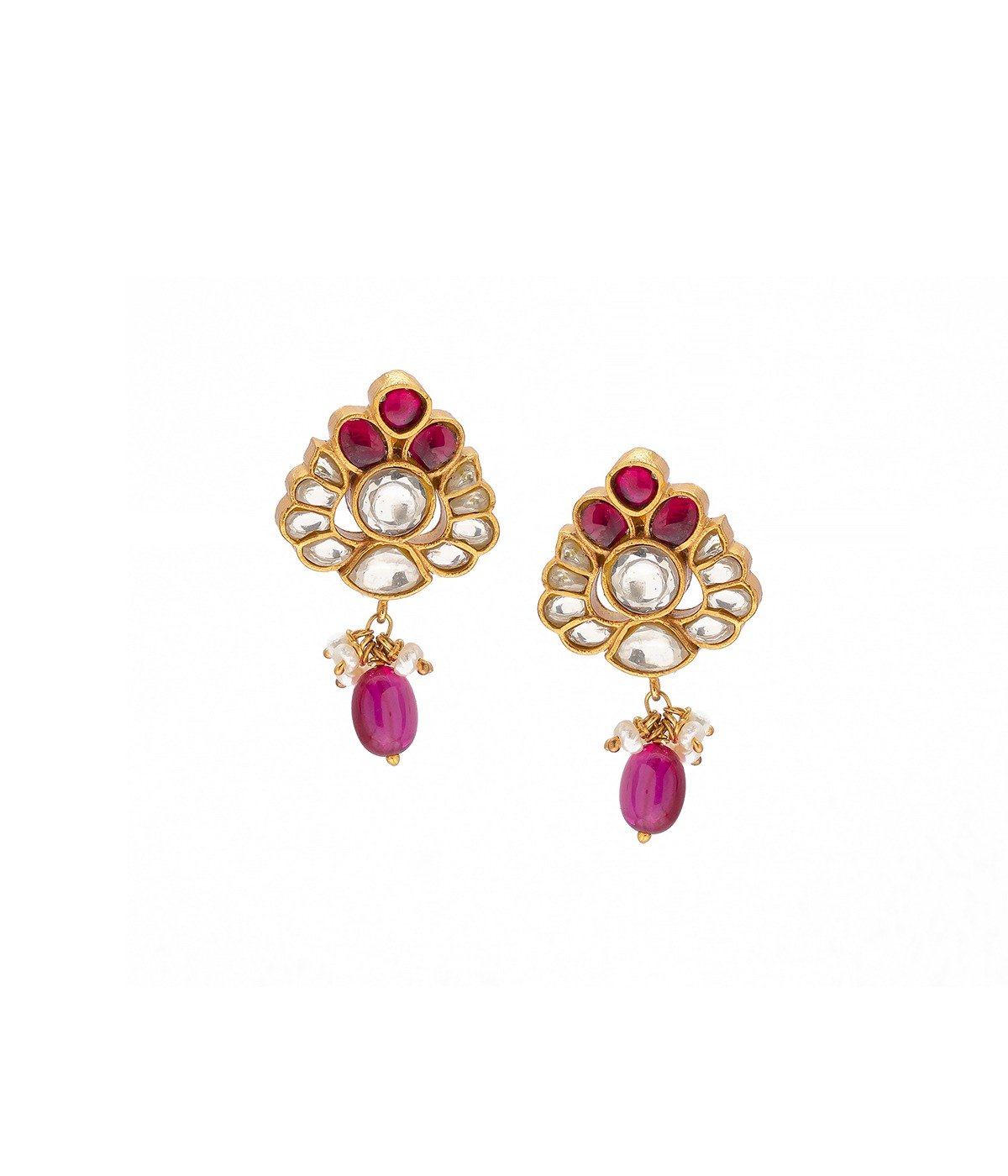 GOLD PLATED PINK DROP EARRINGS