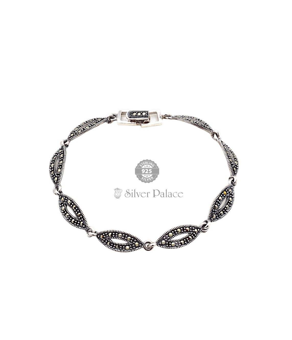 925 Sterling Silver Marcasite Tennis Bracelet  For Women