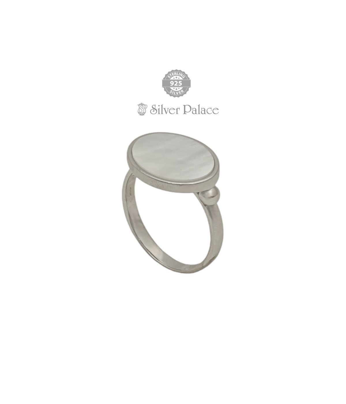 92.5 STERLING SILVER FINGER RING WITH OVAL WHITE STONE FOR GIRLS