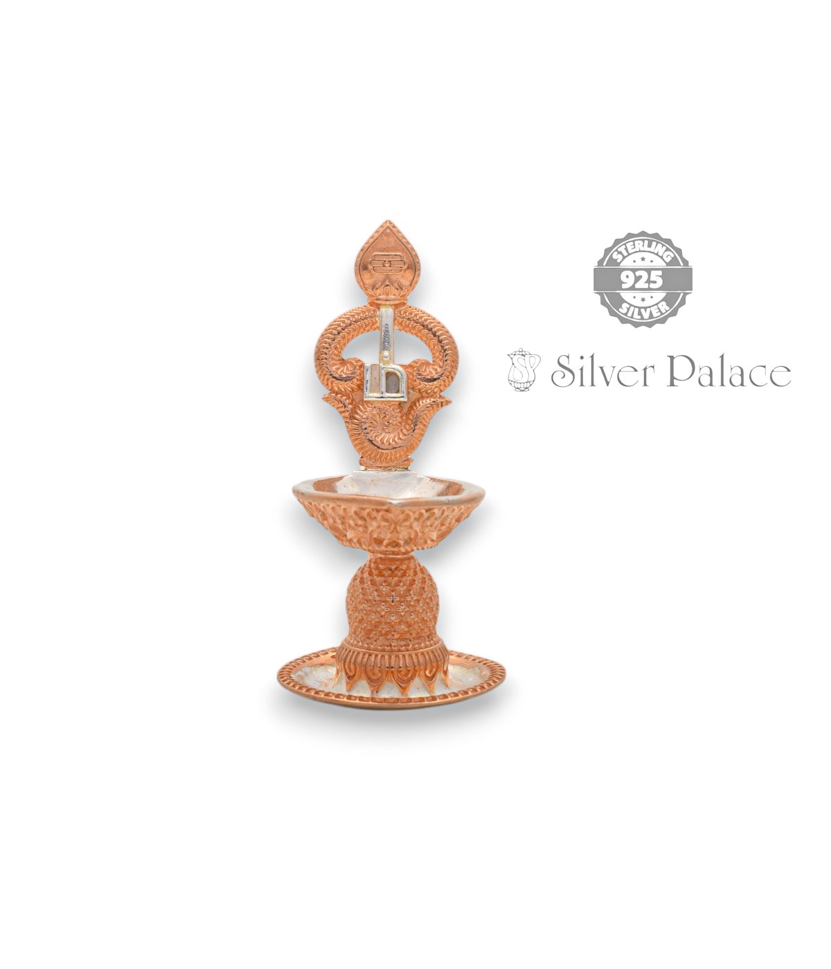 92.5 SILVER ROSE GOLD OM & MURUGAN VEL LAMP FOR KARTHIGAI POOJA 