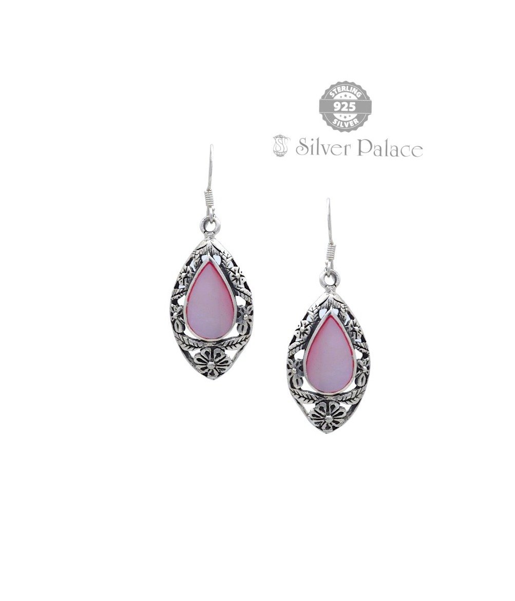 PURE silver TRISHE COLLECTION Pink opal rhodium  dangle earrings