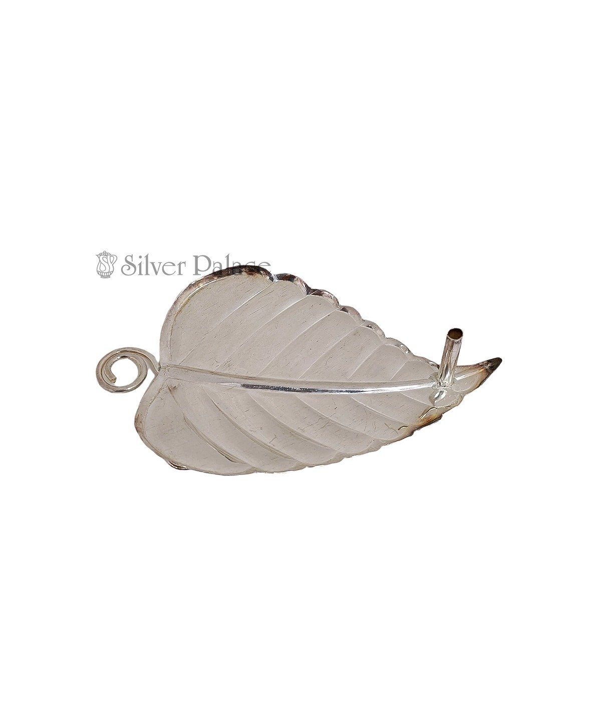 SILVER LEAF SHAPED AGARBATHI STAND FOR POOJA