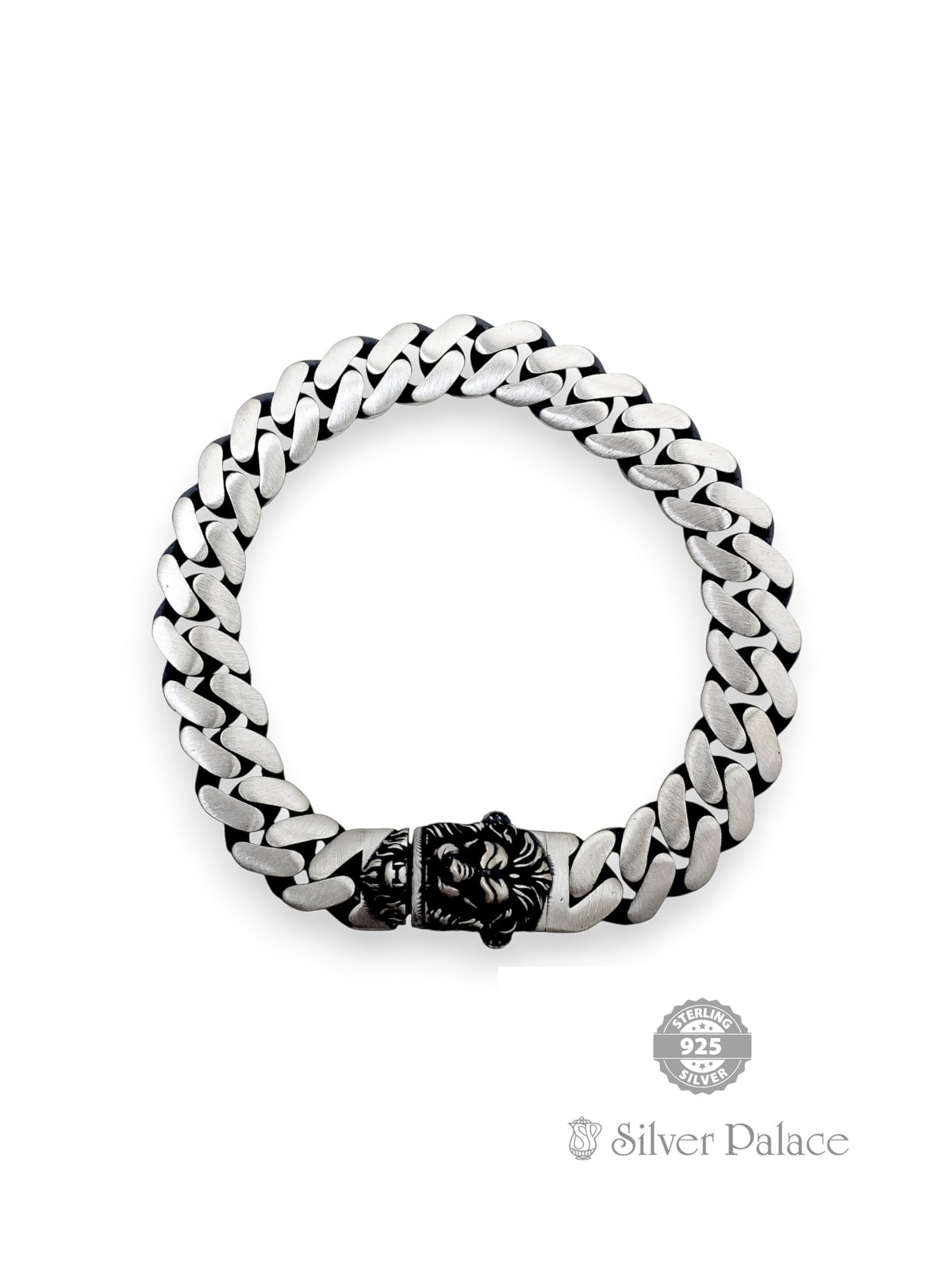 925 OXIDISED SILVER LION HEAD BRACELET FOR MENS MAAN COLLECTION 