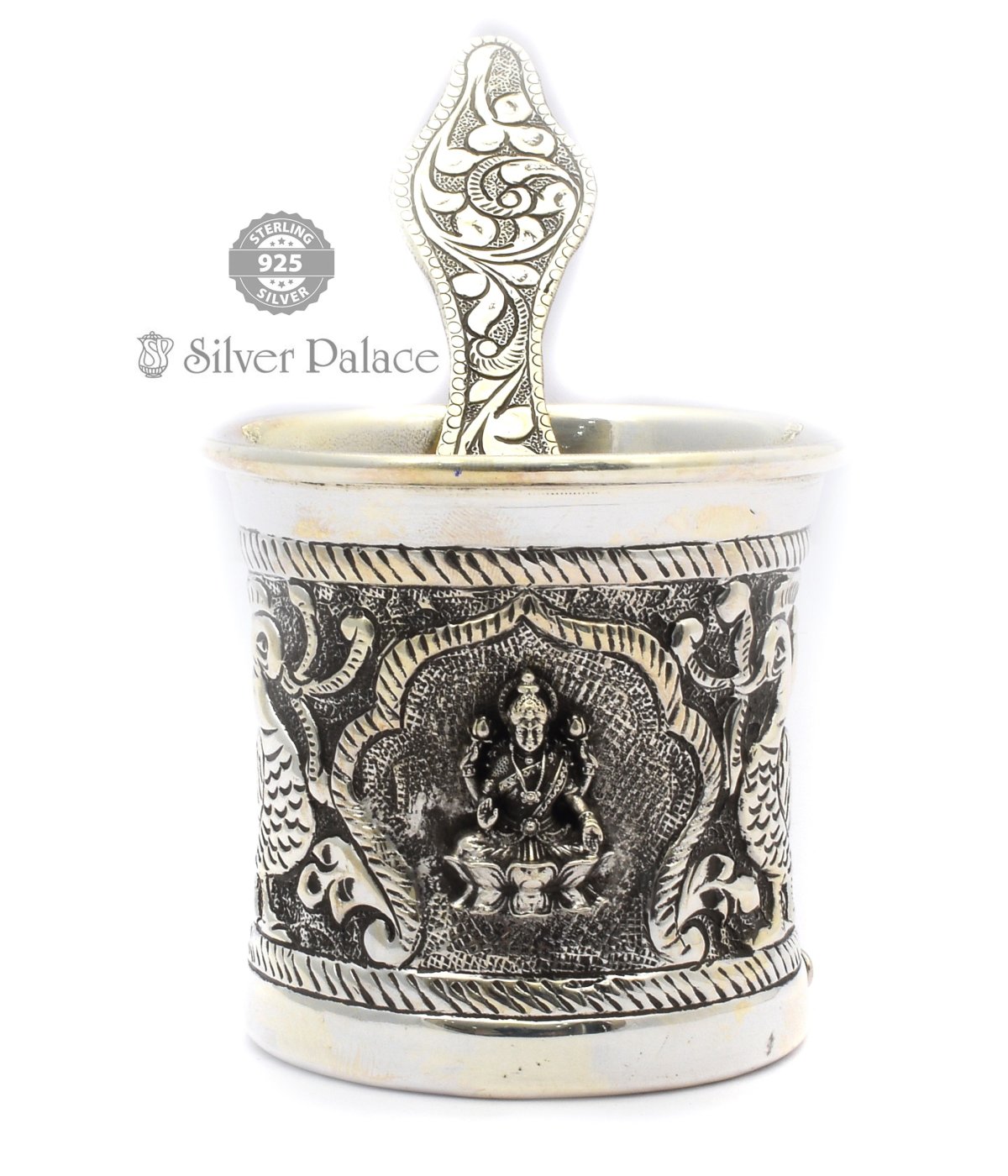 925 Pure Silver antic LAXMI  Pooja panchapatram Set With Utharni