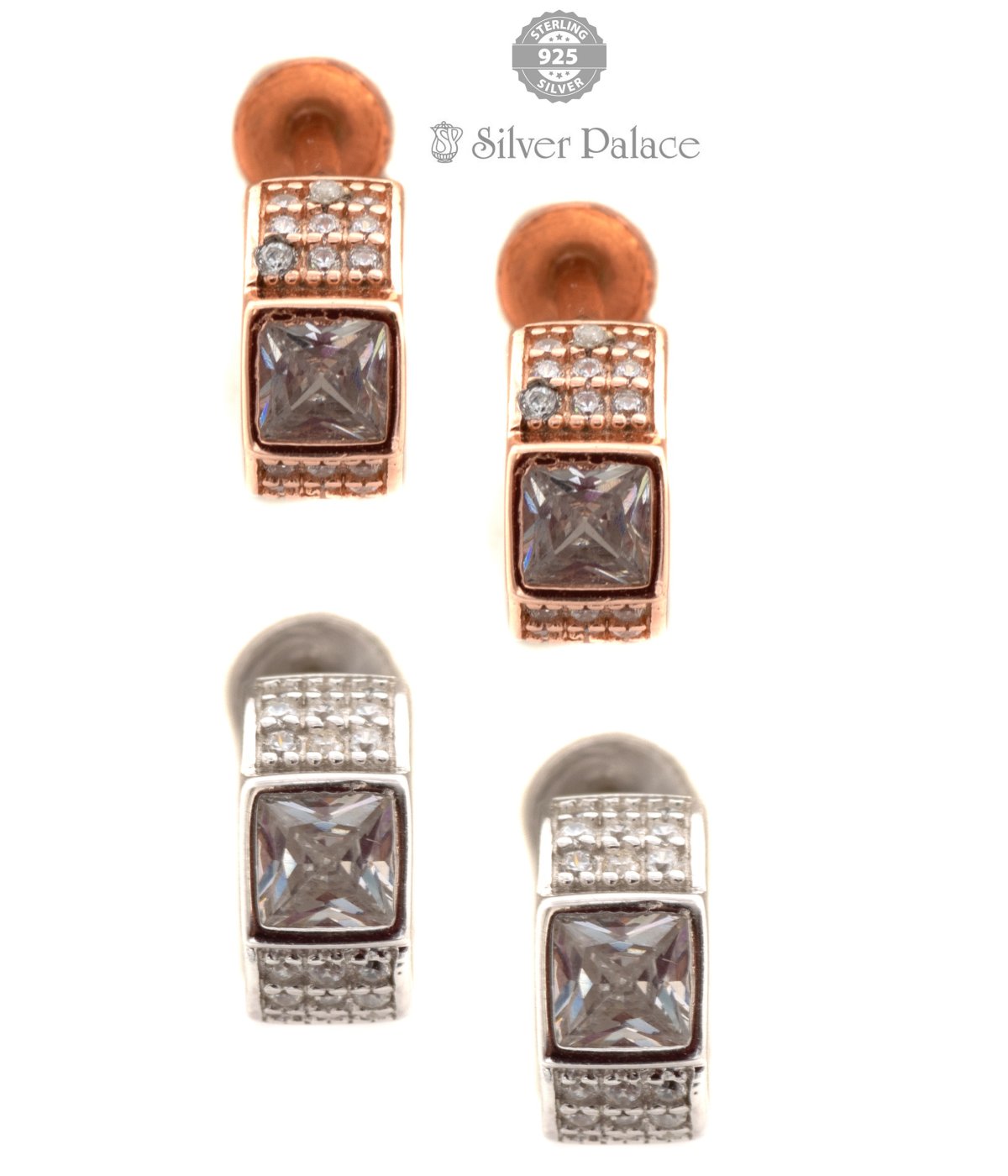 925 Silver  Solitaire Classic Stud Earrings for Women & Girls