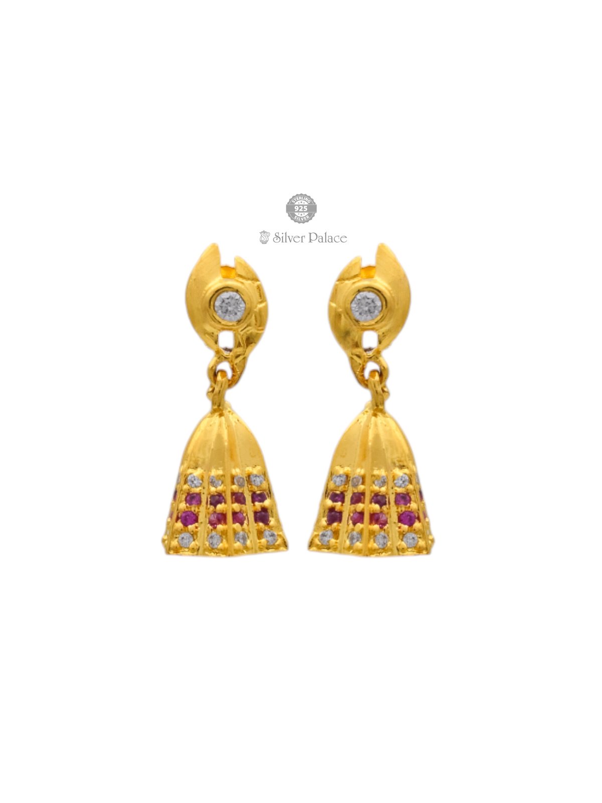 925 SILVER GOLD POLISH UMBRELLA SHAPE JHUMKA FOR KIDS AND GIRLS ANITE COLLECTION 