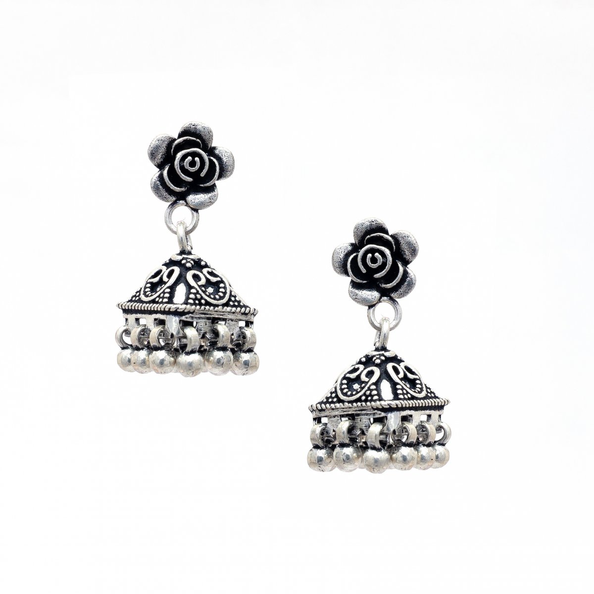 92.5 OXIDISED SILVER JHUMKA EARRINGS FOR WOMEN AND GIRLS