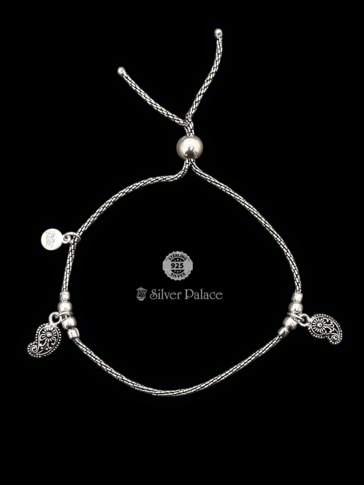 925 SILVER FLORAL DESIGN SINGLE LEG ANKLET FOR GIRLS MAUVE COLLECTION 