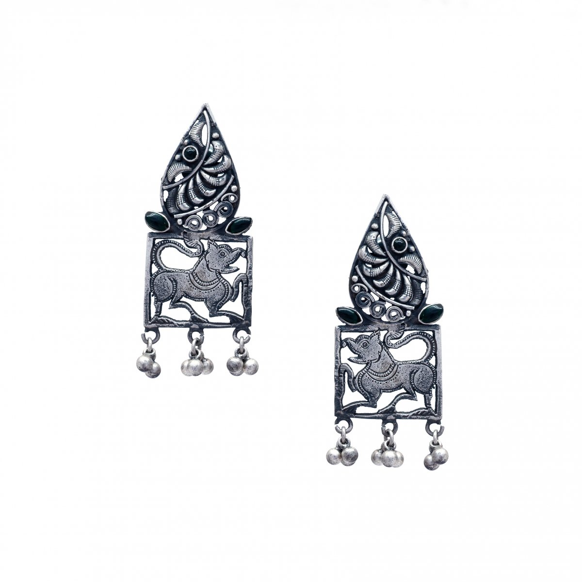 TRADITIONAL INDIAN ANTIQUE SILVER EARRINGS FOR WOMEN AND GIRLS 