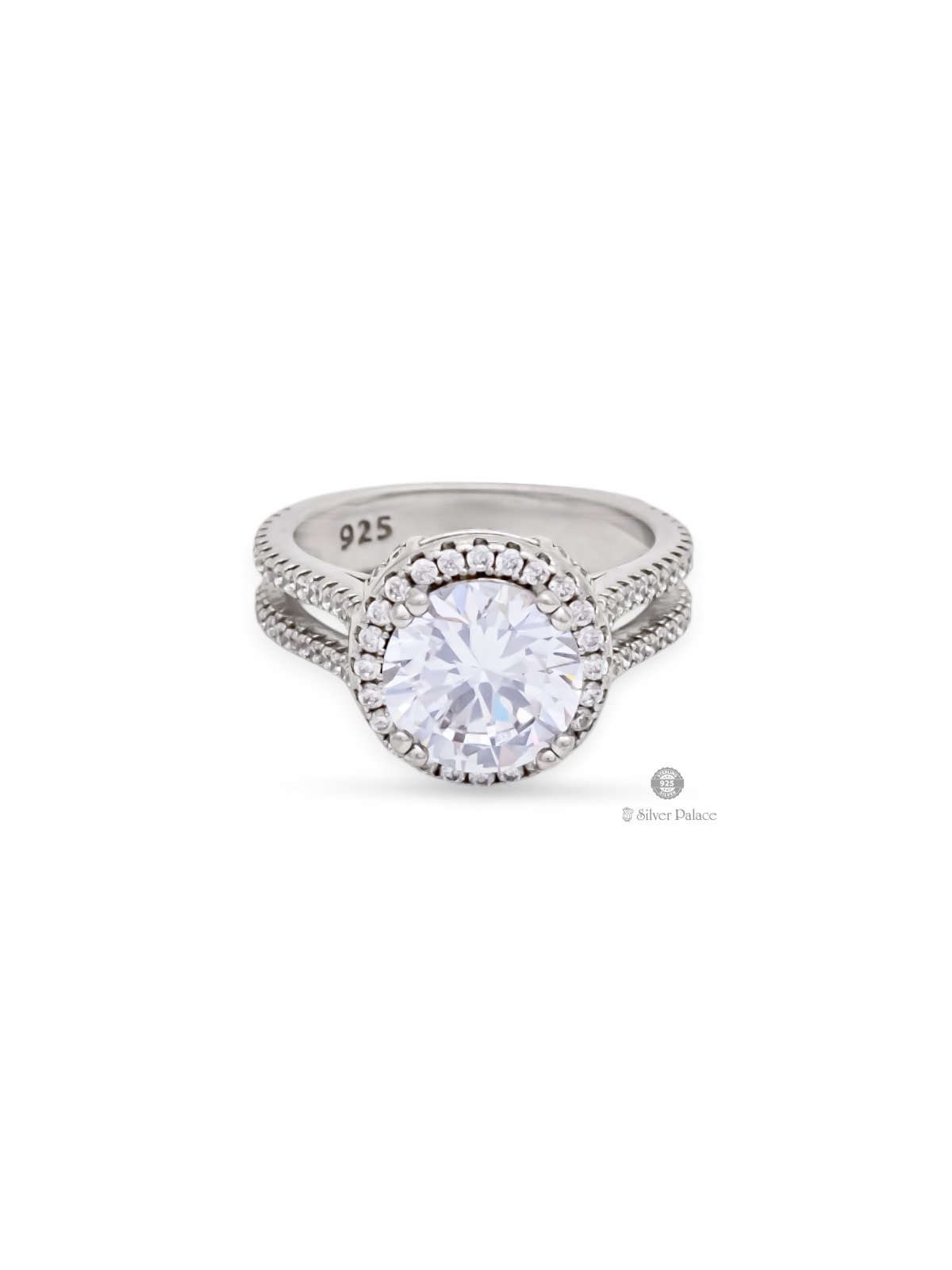925 STERLING SILVER BIG WHITE STONE RING FOR GIRLS PUYA COLLECTION 