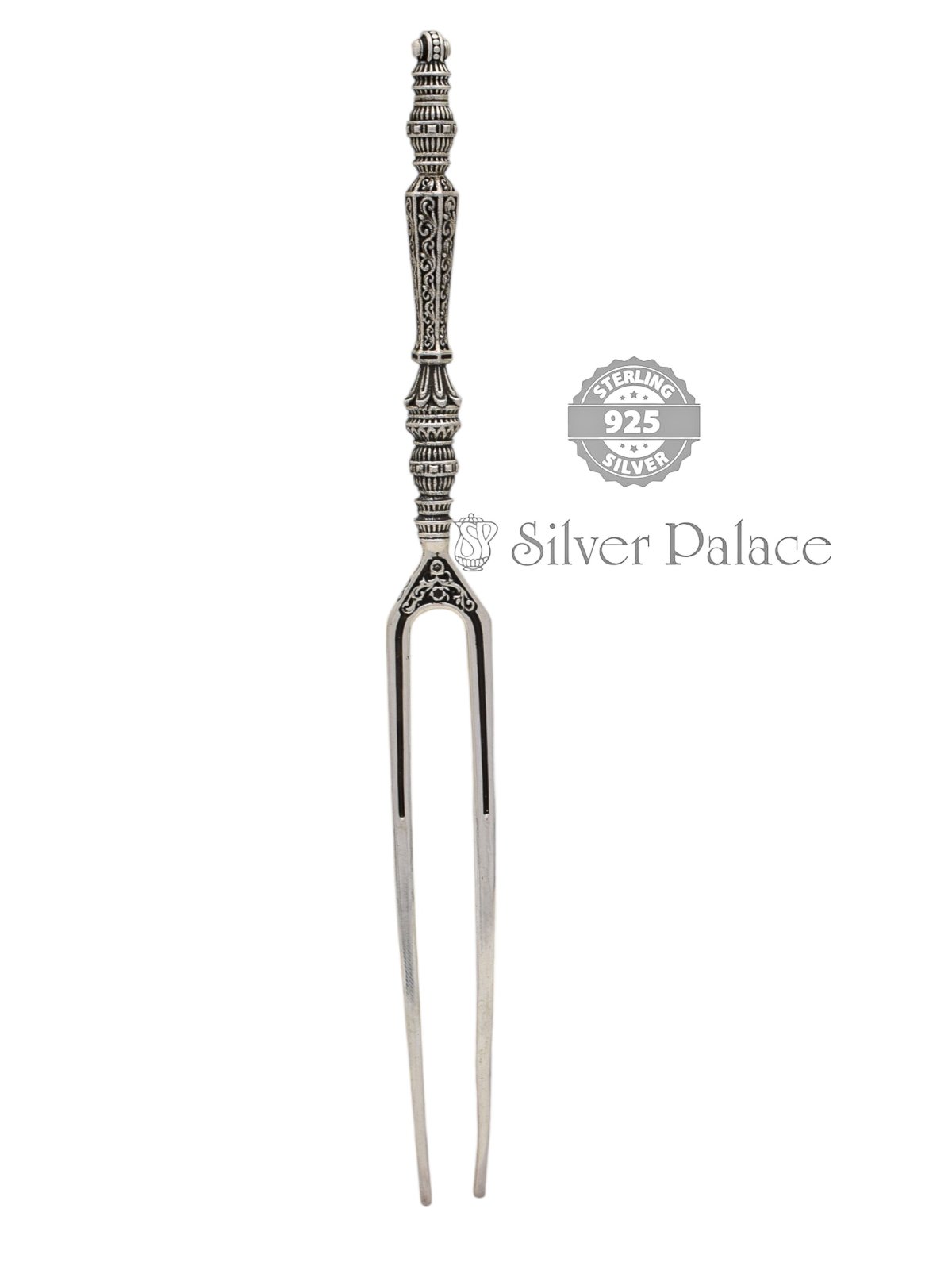925 OXIDISED SILVER TRADITIONAL STYLE ENGRAVING HAIR STICK FOR WOMEN