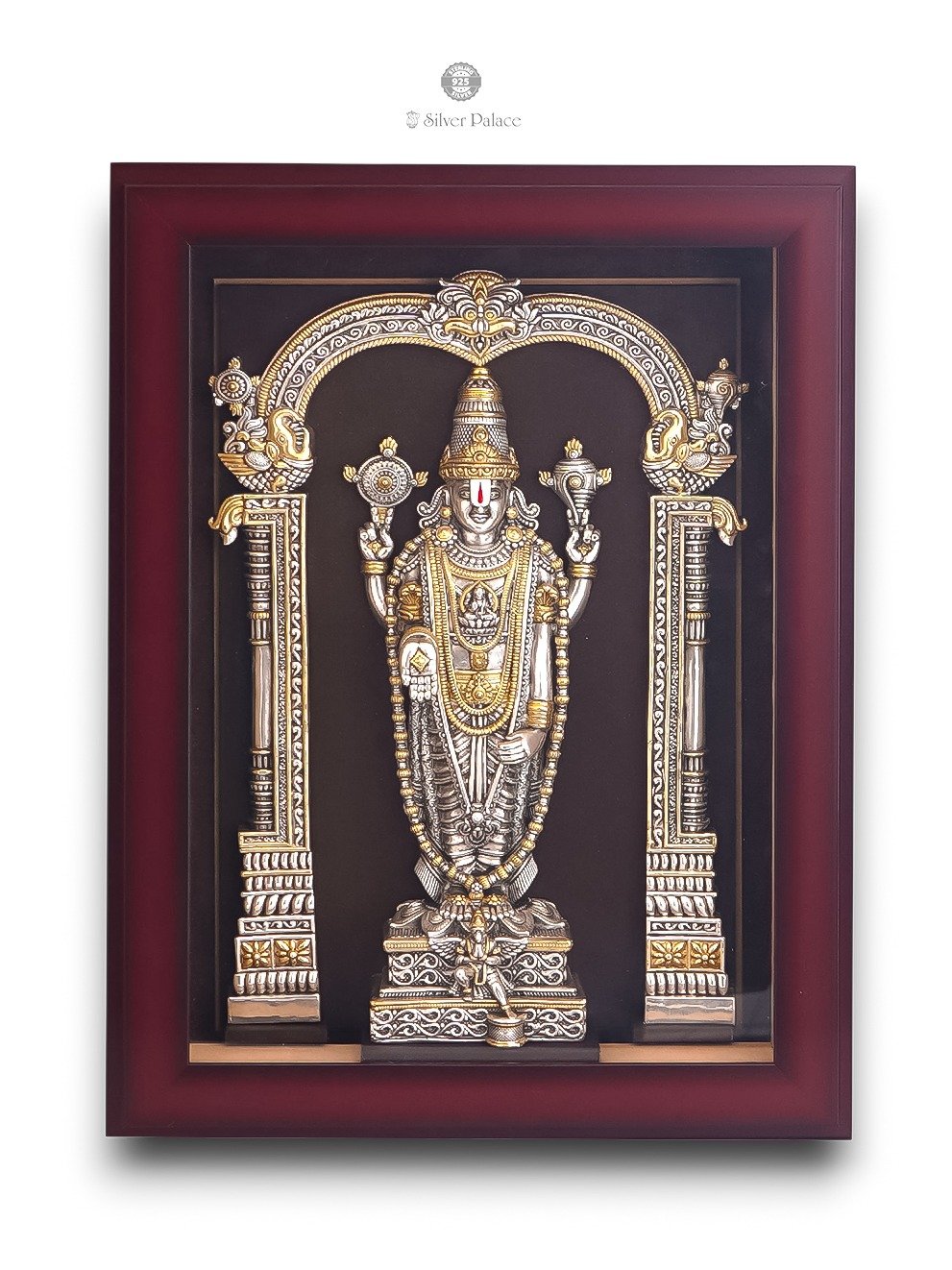 925 SILVER GOLD POLISHED GARUDA BALAJI IDOL PHOTO FRAME LAKSH COLLECTION