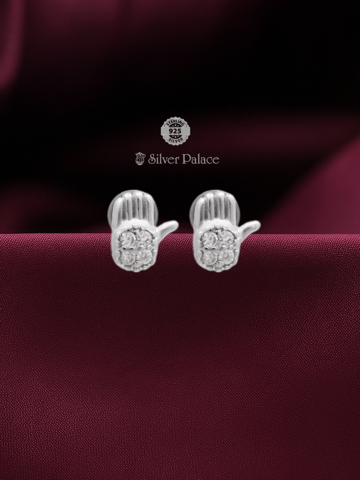 925 STERLING SILVER HAND SYMBOL EARRING FOR GIRLS ARJITA COLLECTION