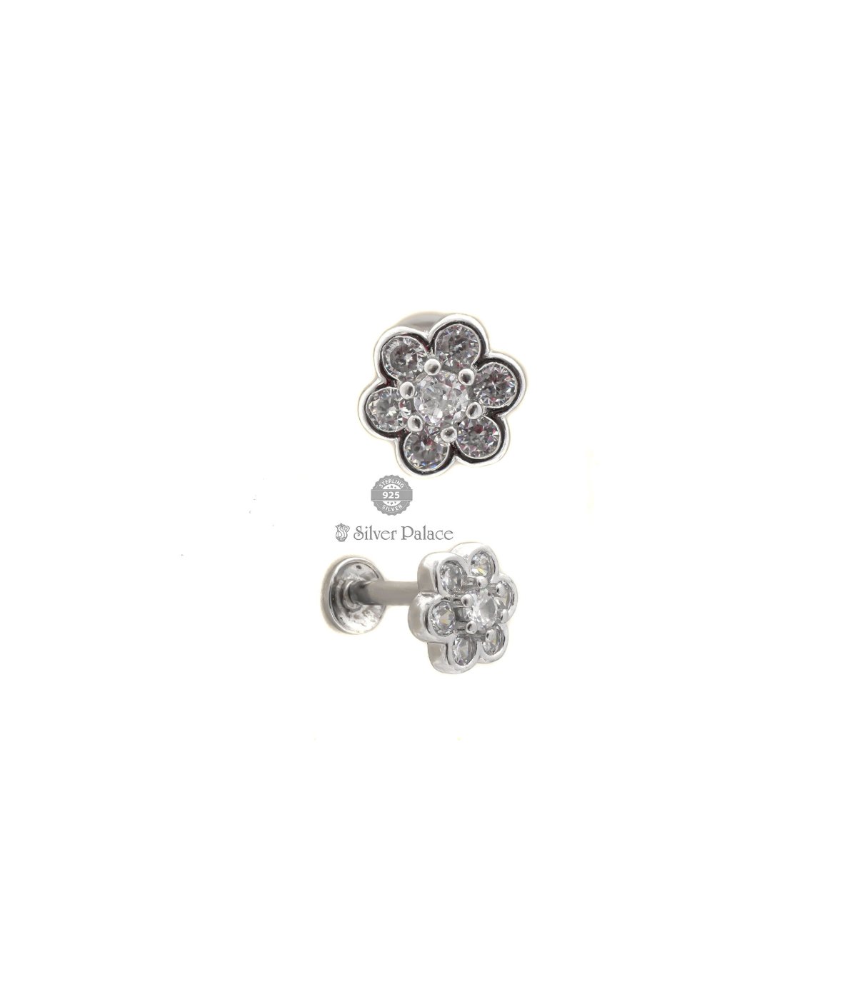 925 Silver Titsy Bitsy Collection Solitaire Voylla Flower Studs Earrings for Women & Girls