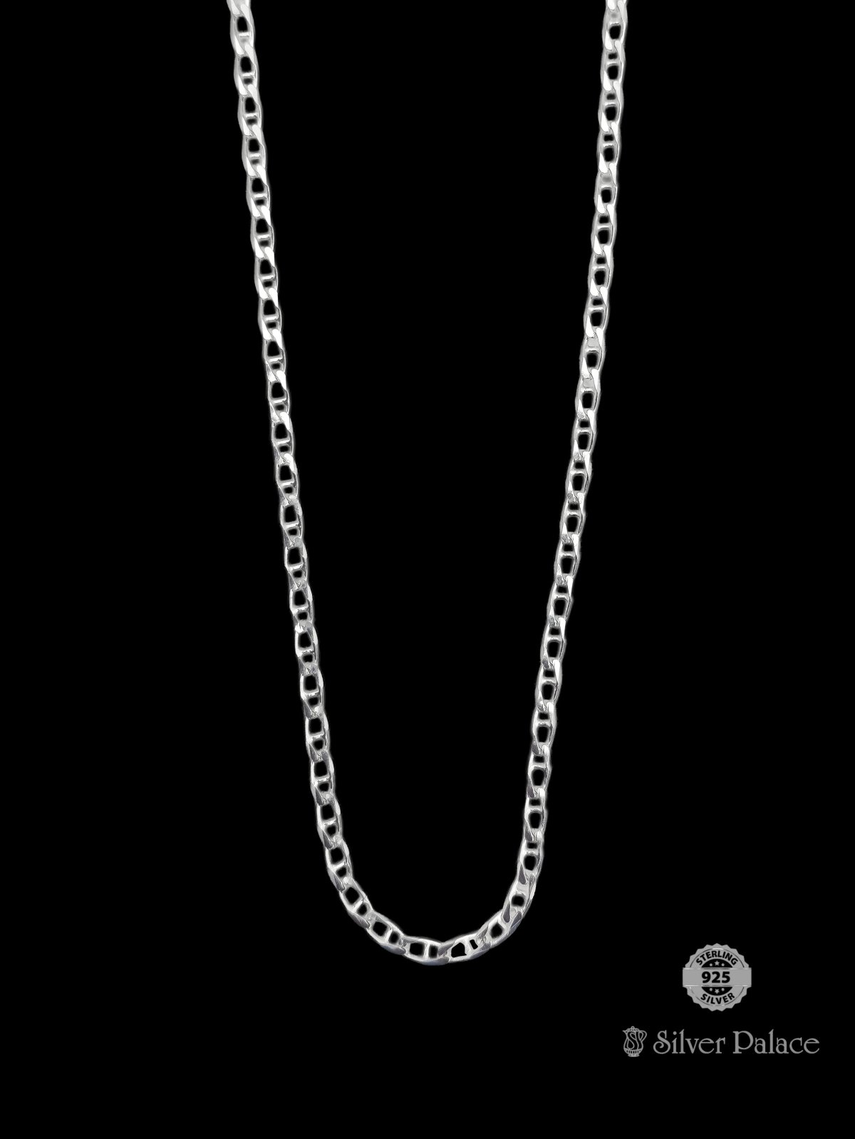 925 STERLING SILVER STYLISH FIGARO FLAT DSIGN CHAIN FOR GENTS MAUVE COLLECTION 