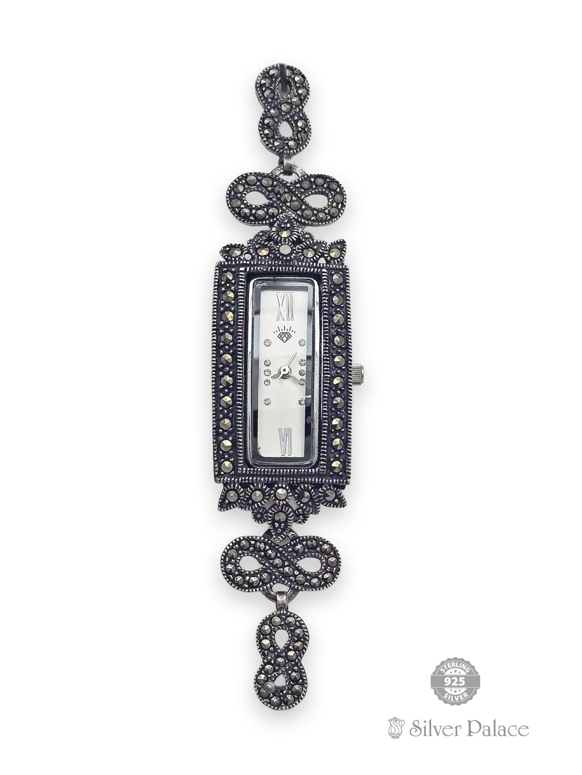 925 STERLING SILVER INFINITE DESIGN STRAP WITH MARCA STONE WATCH FOR GIRLS 