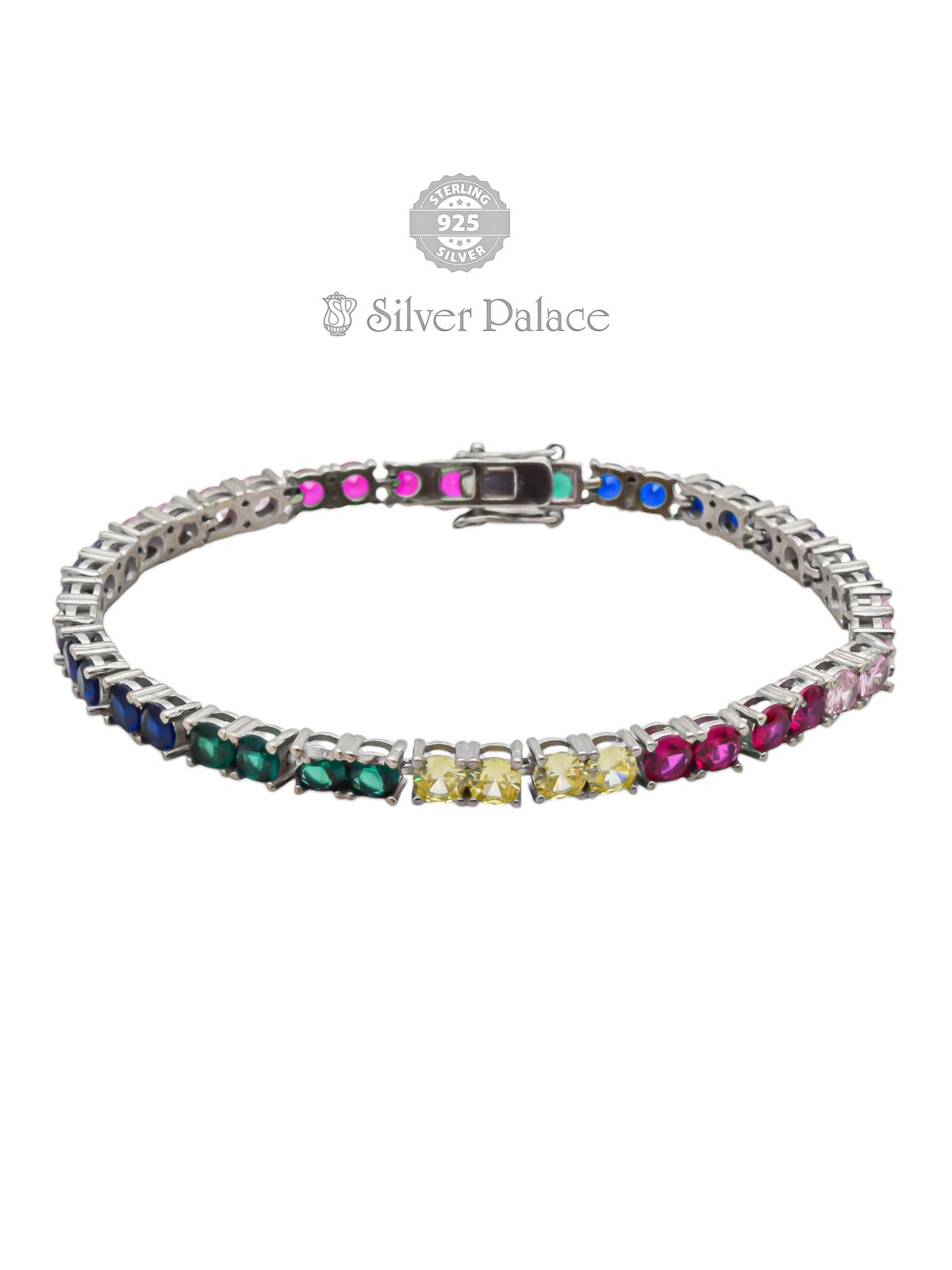 925 STERLING SILVER MULTI COLOUR STONE BRACELET FOR WOMEN PRITTI COLLECTION 