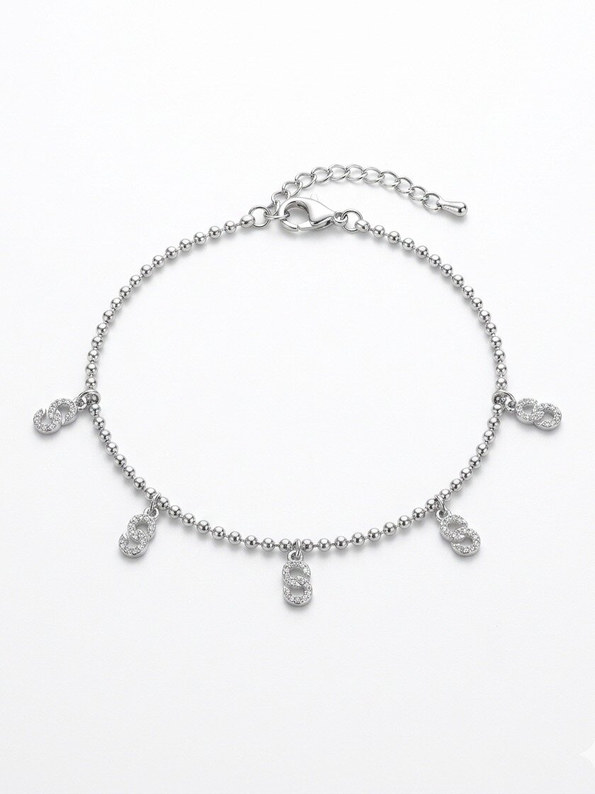 92.5 STERLING SILVER  CHAIN FLORAL BRACELET