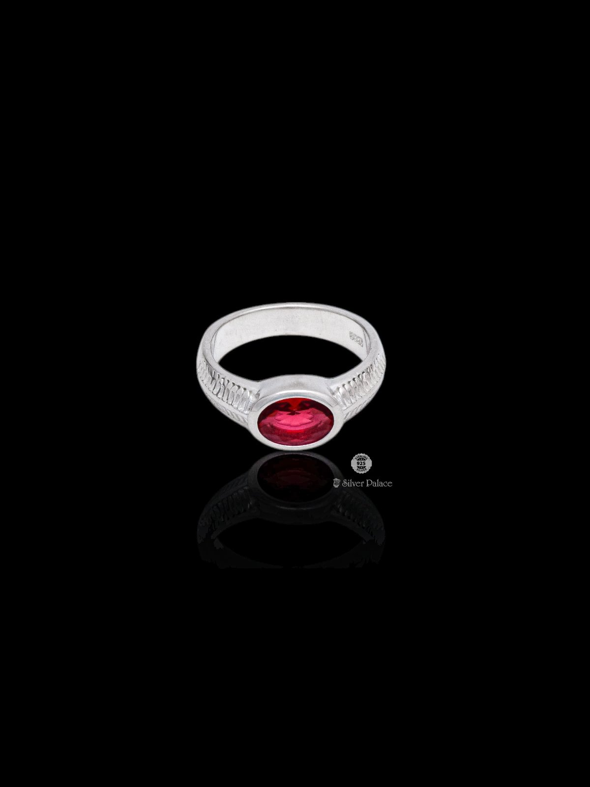 925 Sterling Silver Red Stone Rashi Ring For Men And Women - Silver Palace
