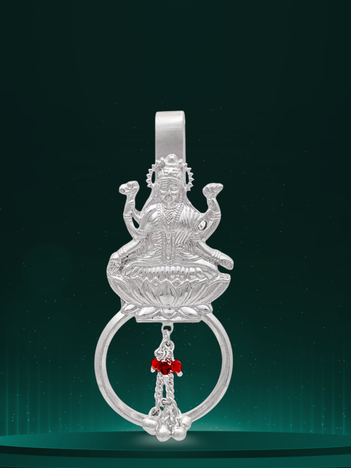 SILVER LAKSHMI WITH BEADS HIP KEY CHAIN FOR WOMEN