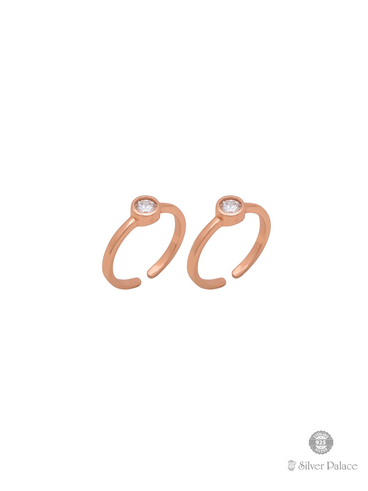 92.5 STERLING SILVER ROSE GOLD POLISHED CZ TOE RING FOR GIRLS SHEYA COLLECTION 