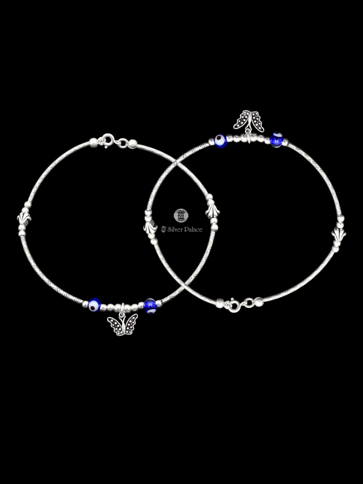 925 STERLING SILVER EVIL EYE DESIGN ANKLETS FOR GIRLS MAUVE COLLECTION