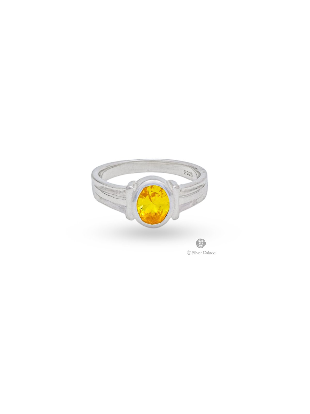925 STERLING SILVER OVAL SHAPE YELLOW STONE RASHI RING FOR MEN AND WOMEN