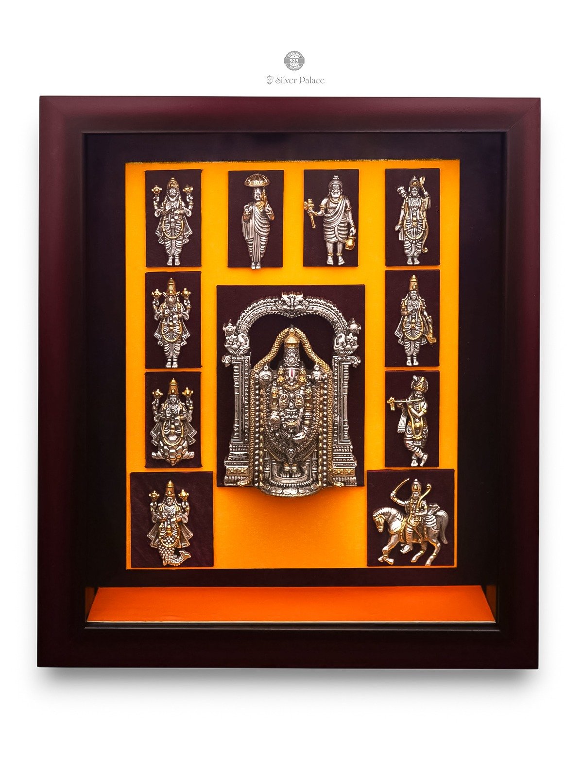 925 SILVER WITH GOLD PLATED DASAVATHARAM 2 in 1 PHOTO FRAME LAKSH COLLECTION