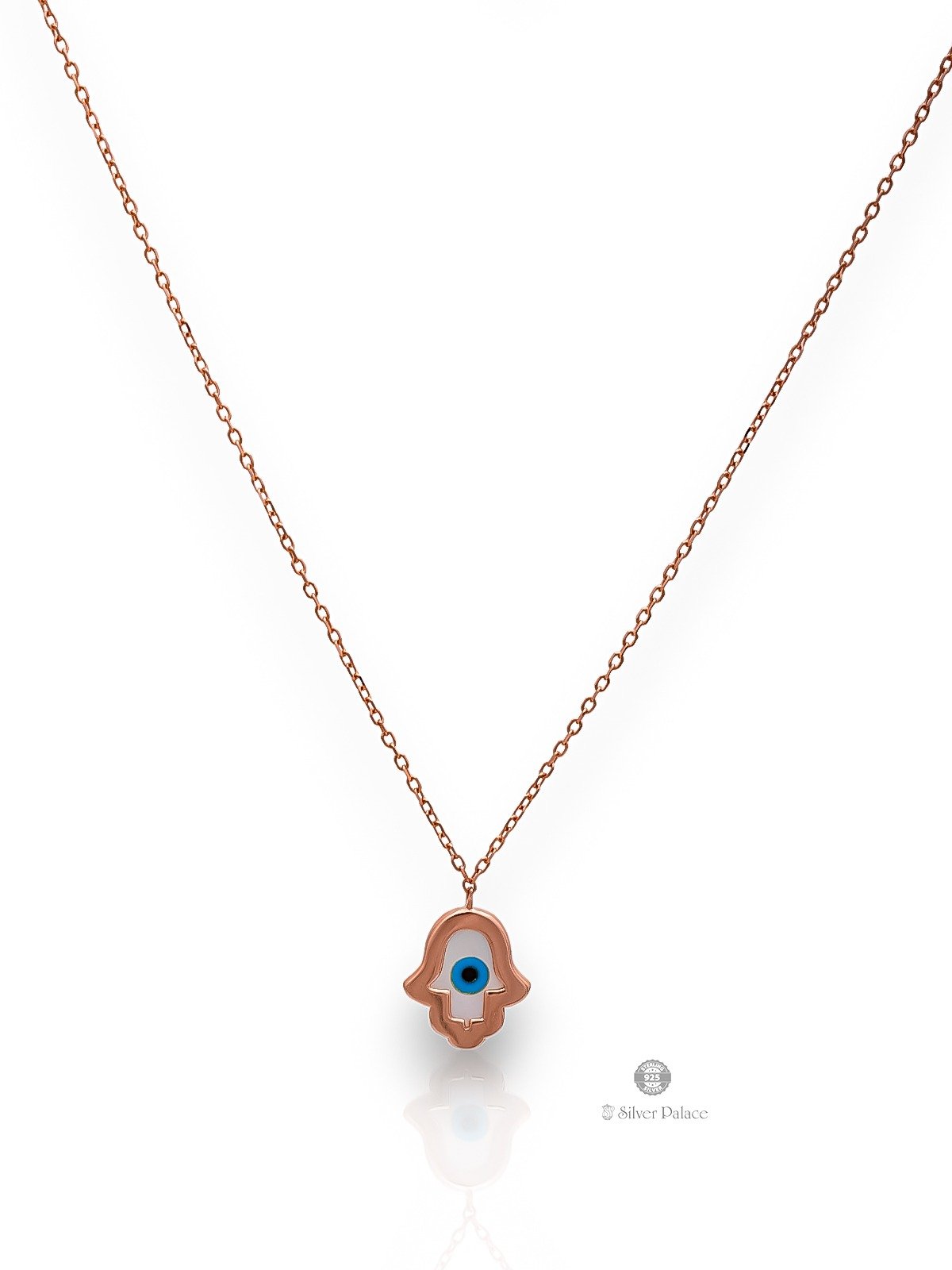 92.5 SILVER ROSE GOLD POLISHED BELL SHAPED EVIL CHAIN FOR GIRLS SHEYA COLLECTION 
