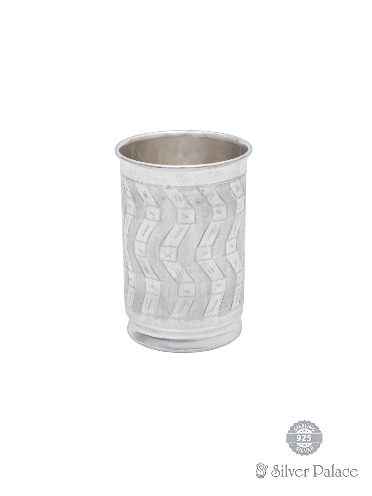 925 STERLING SILVER ENGRAVING DESIGN TUMBLER FOR DAILY USE 