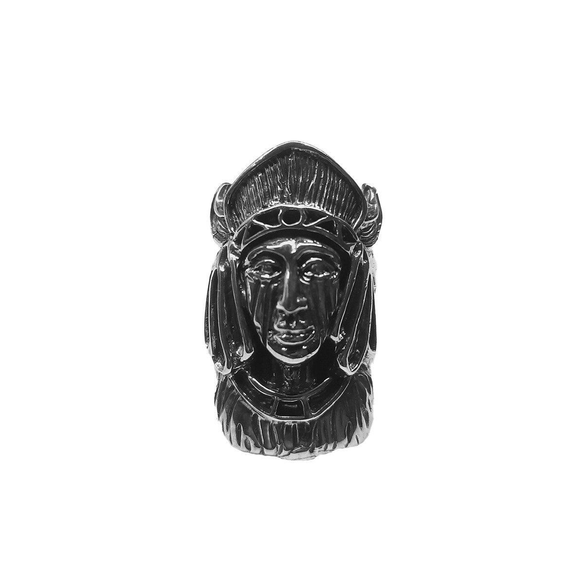 SILVER AMERICAN INDIAN NATIVE CHIEF HEAD RING 