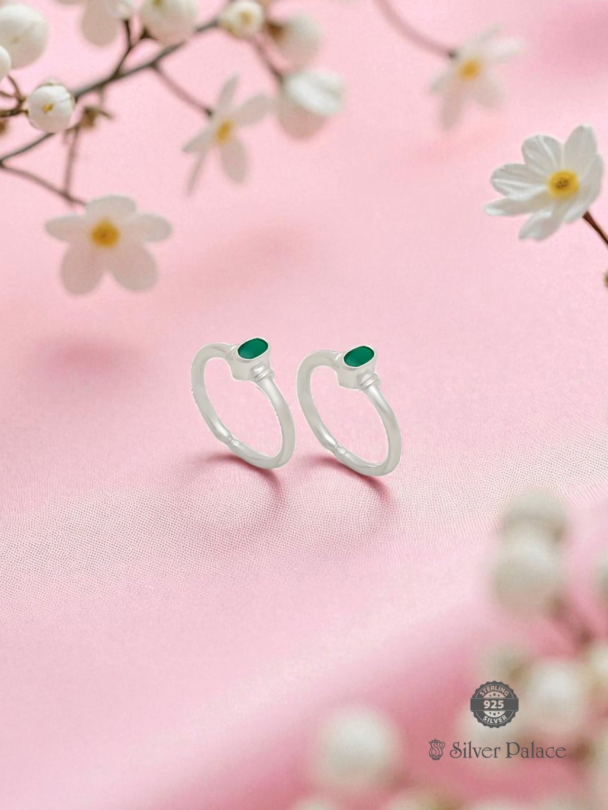 925 STERLING SILVER GREEN STONE TOE RING FOR WOMEN NEETH COLLECTION 