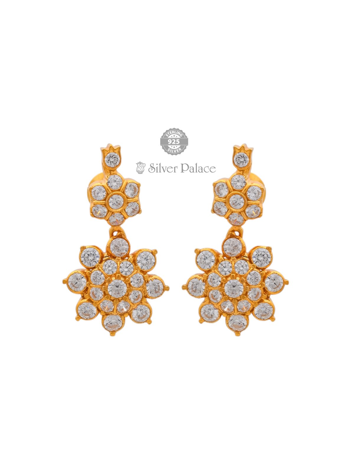 925 SILVER GOLD POLISH FLORAL DESIGN JHUMKI FOR GIRLS ANITE COLLECTION 