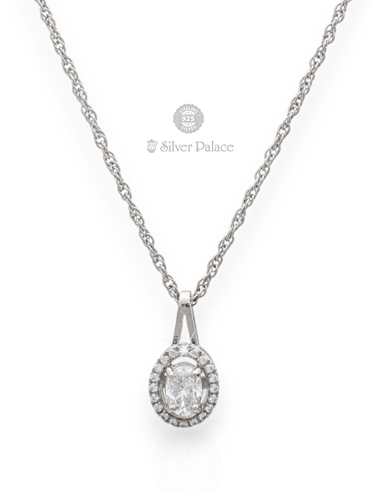 925 STERLING SILVER OVAL DESIGN WITH WHITE STONES PUYA COLLECTION